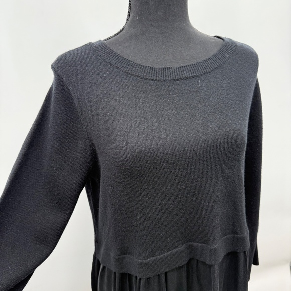 Sundance Dress Women Medium Black Wool Sweater Silk Blend Preppy Minimal Luxury - Picture 4 of 15